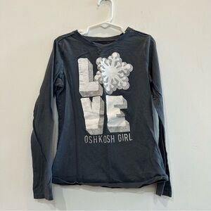 Oshkosh gray LOVE long sleeve shirt. Size 7.